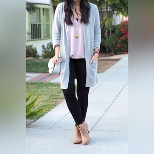 J. Crew Light Gray Front Pockets Open Cardigan Sweater Women’s Size Small